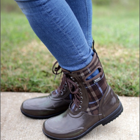 BOGS Sidney Lace Wellie Plaid Women’s Boots - Picture 4 of 16